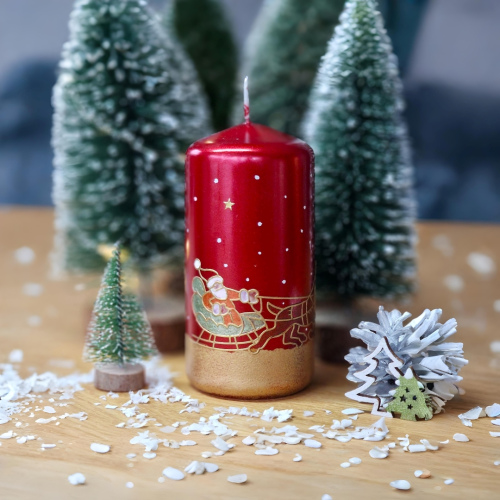 Kerze "Santa fährt im Schlitten"