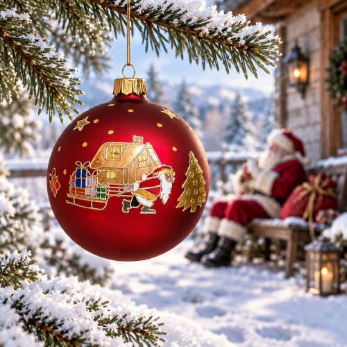 Christbaumkugel "Santa plagt sich"