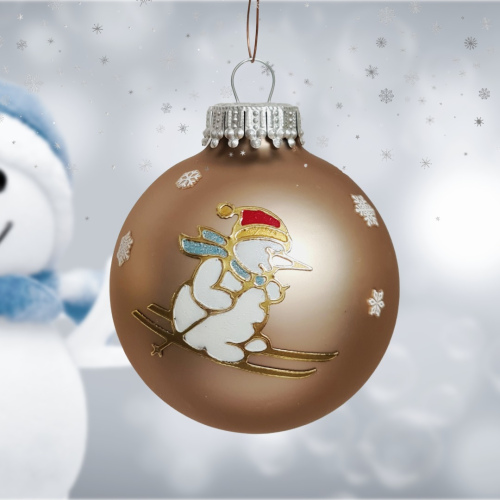 Christbaumkugel Braun "Schneemann"