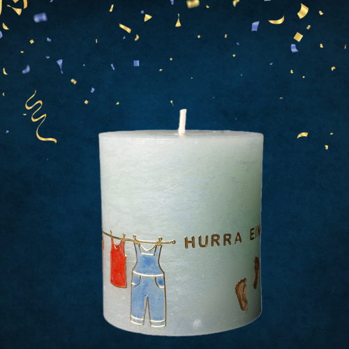 Kerze "Hurra ein Bub" - auf Vorbestellung 