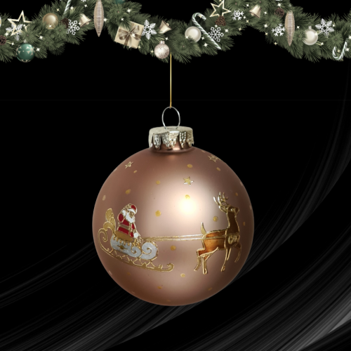 Christbaumkugel Braun "Santa im Schlitten"