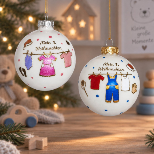 Christbaumkugel "Mein 1. Weihnachten" – Mädchen & Junge