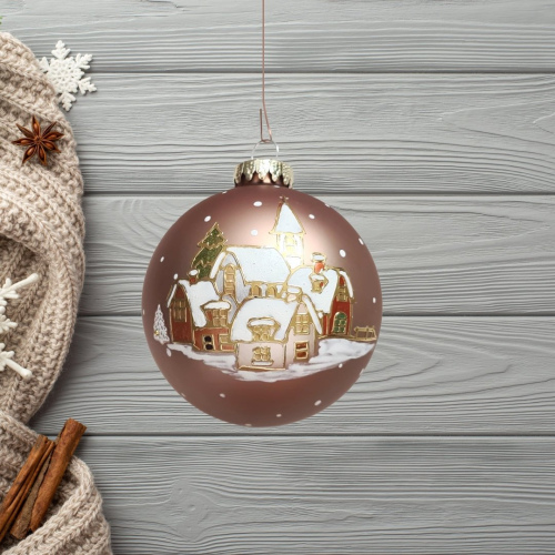Christbaumkugel "Buntes Winterdorf"