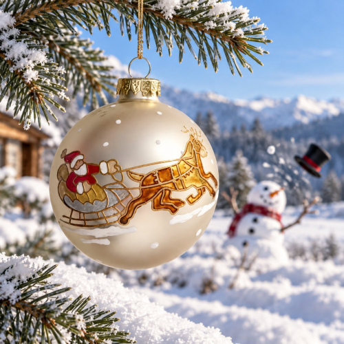 Christbaumkugel "Santa im Schlitten" 