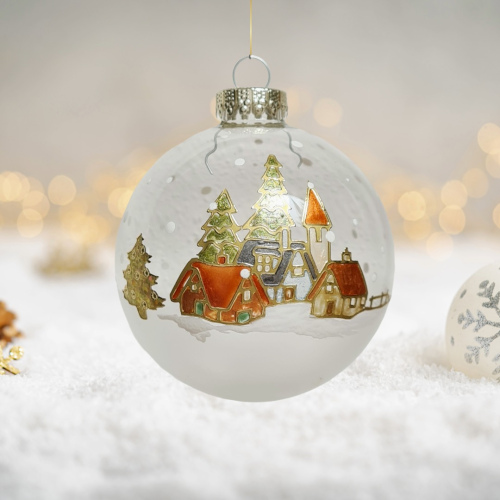 Christbaumkugel Winterlandschaften "Rotes Dorf"