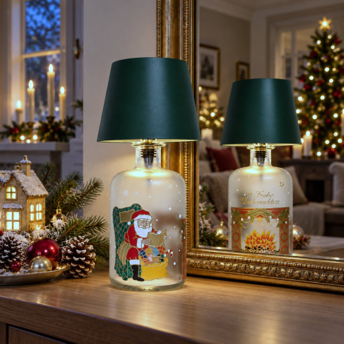 Flaschenlicht "Santa vorm Kamin"